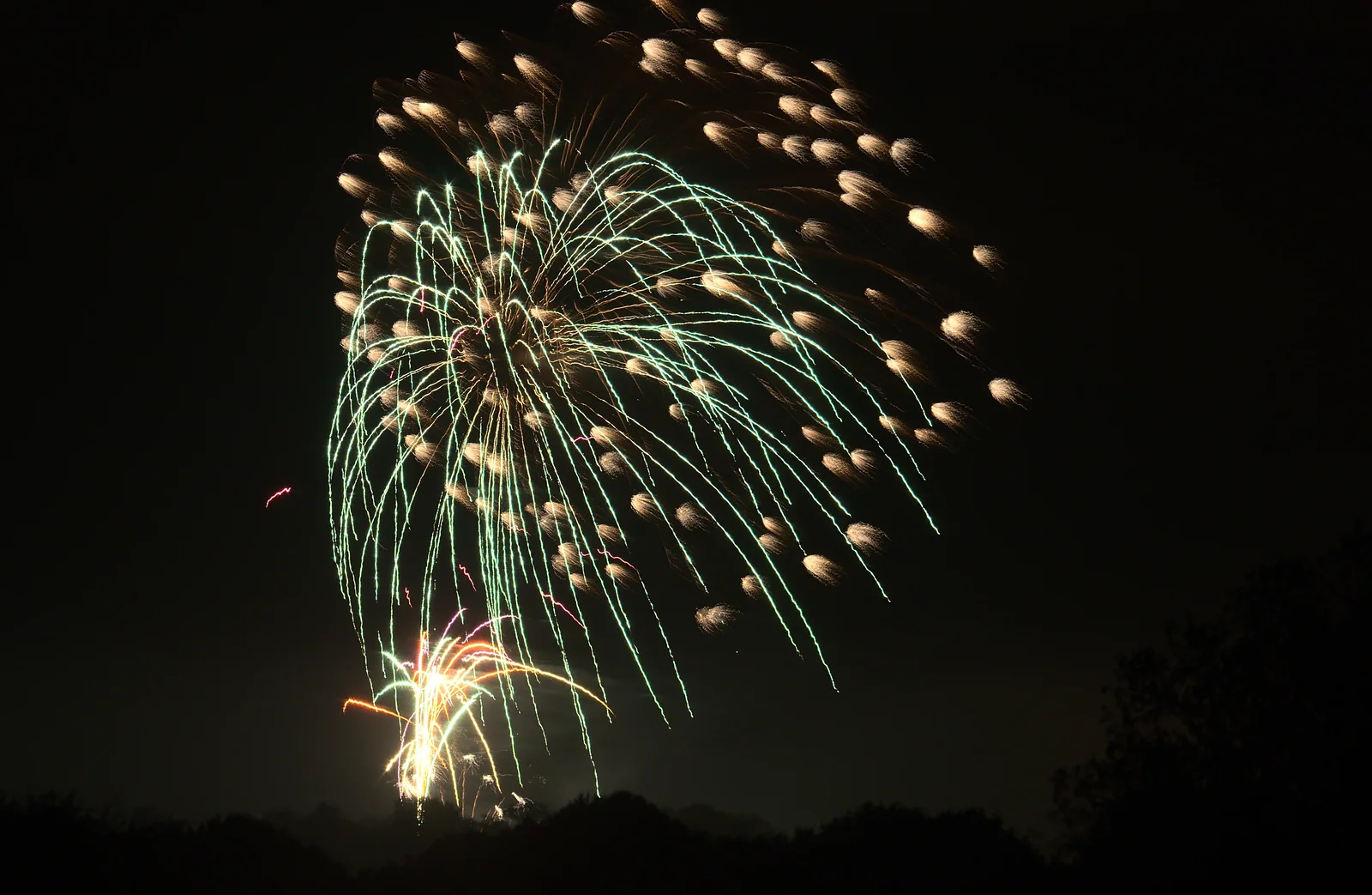 A weeping willow effect, and lots of sparks, from Butterflies and Fireworks, Brome and Wortham, Suffolk and Norfolk - 3rd November 2012