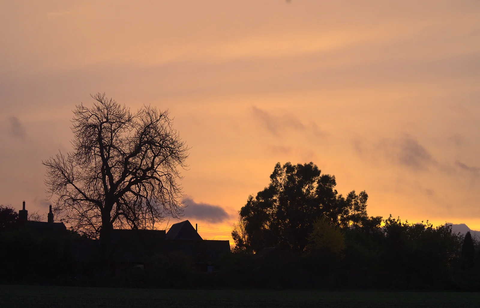 There's a nice sunset over the side field, from A Busy Day, Southwold and Thornham, Suffolk - 11th November 2012