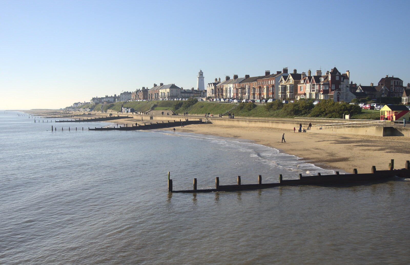 A view of Southwold from halfway don the pier from A Busy Day, Southwold and Thornham, Suffolk - 11th November 2012