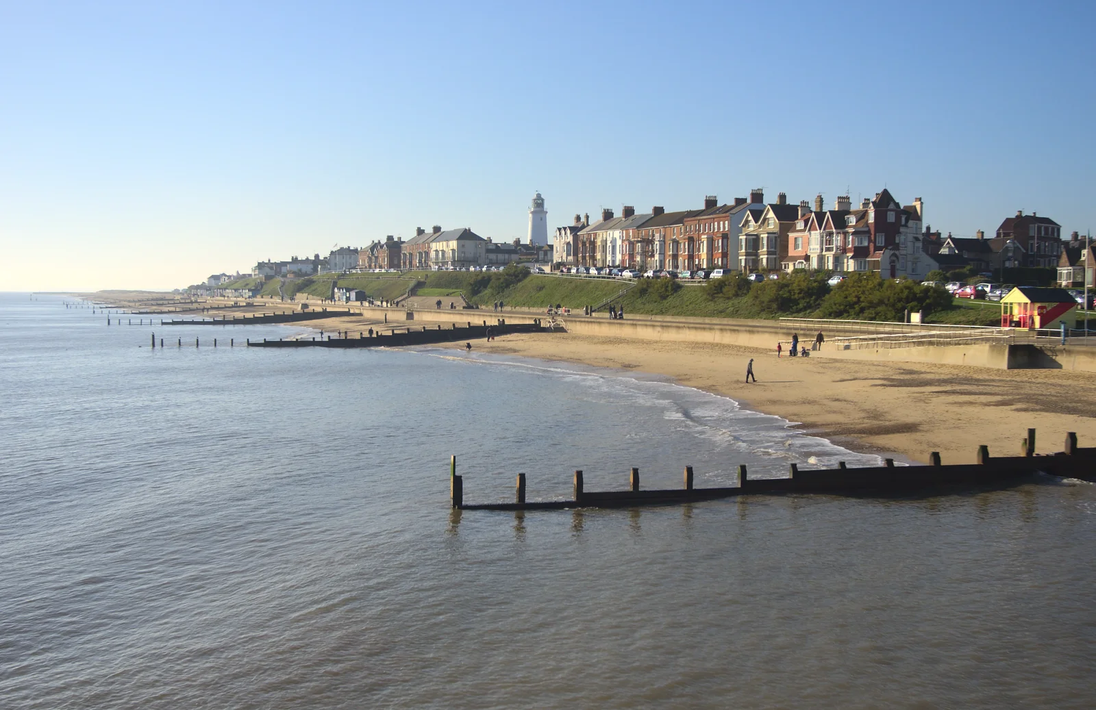 A view of Southwold from halfway down the pier, from A Busy Day, Southwold and Thornham, Suffolk - 11th November 2012