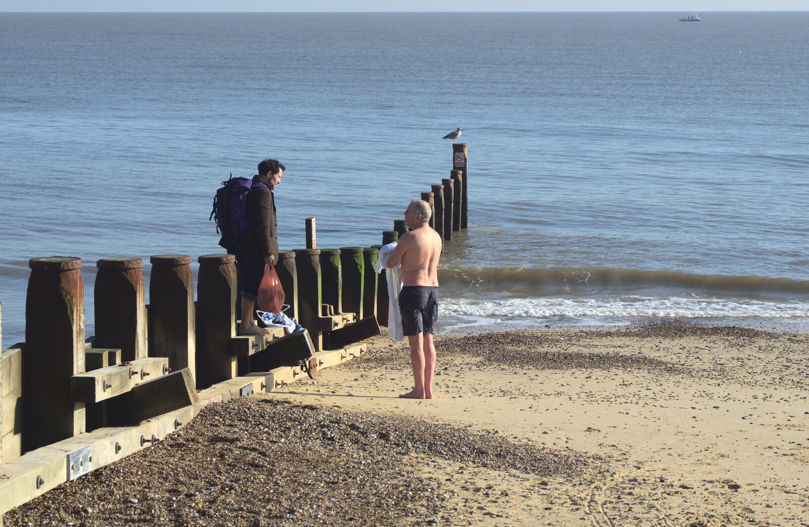 Someone actually swims in the sea from A Busy Day, Southwold and Thornham, Suffolk - 11th November 2012