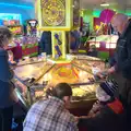 Isobel and Fred do the coin push, A Busy Day, Southwold and Thornham, Suffolk - 11th November 2012