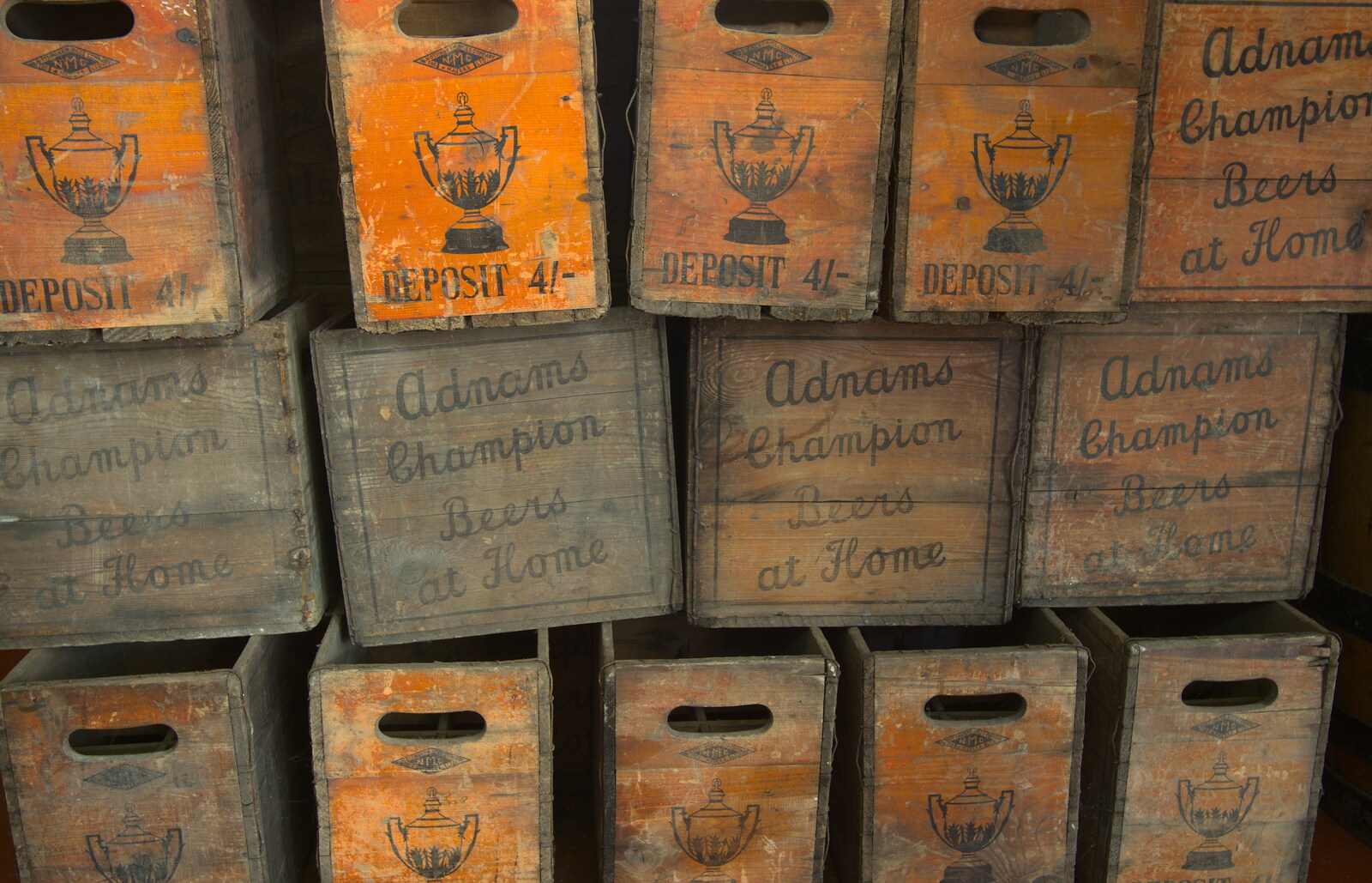 A pile of old beer crates from Apple's Adnams Brewery Birthday Tour, Southwold, Suffolk - 29th November 2012