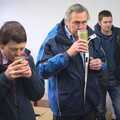 Pippa and Alan sniff at some hop pellets, Apple's Adnams Brewery Birthday Tour, Southwold, Suffolk - 29th November 2012
