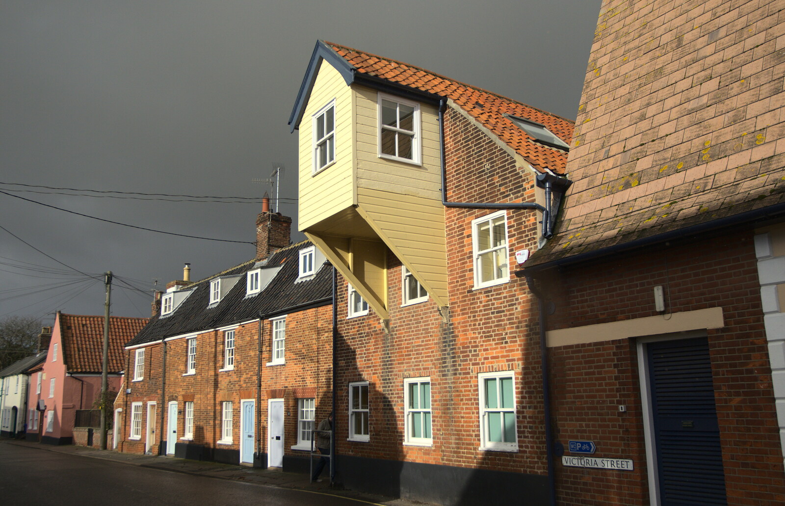 Old buildings and dark skies on Victoria Street from Apple's Adnams Brewery Birthday Tour, Southwold, Suffolk - 29th November 2012