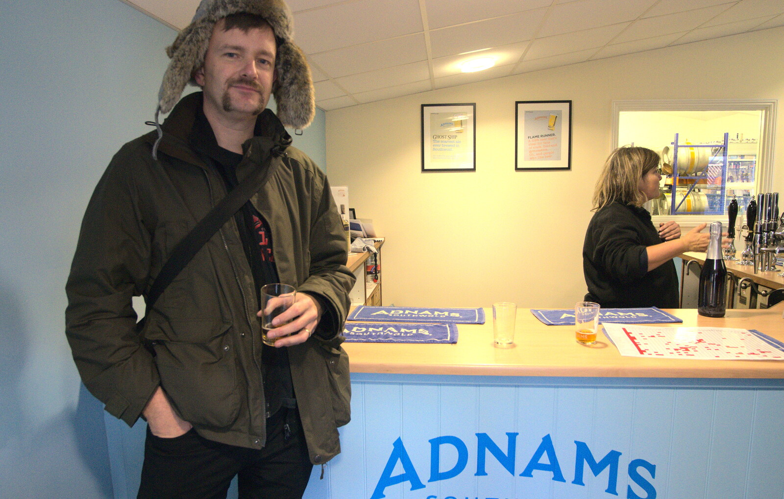 Nosher with 'Movember' special and Marc's hat from Apple's Adnams Brewery Birthday Tour, Southwold, Suffolk - 29th November 2012