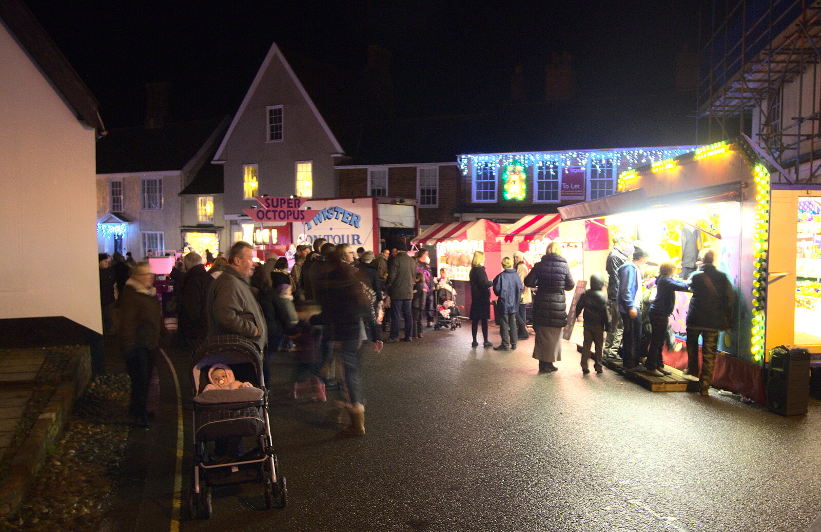 Fairground attractions on Lambseth Street from The Christmas Lights Switch On, Eye, Suffolk - 7th December 2012