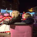 Rosie and Fred on a waltzer, The Christmas Lights Switch On, Eye, Suffolk - 7th December 2012