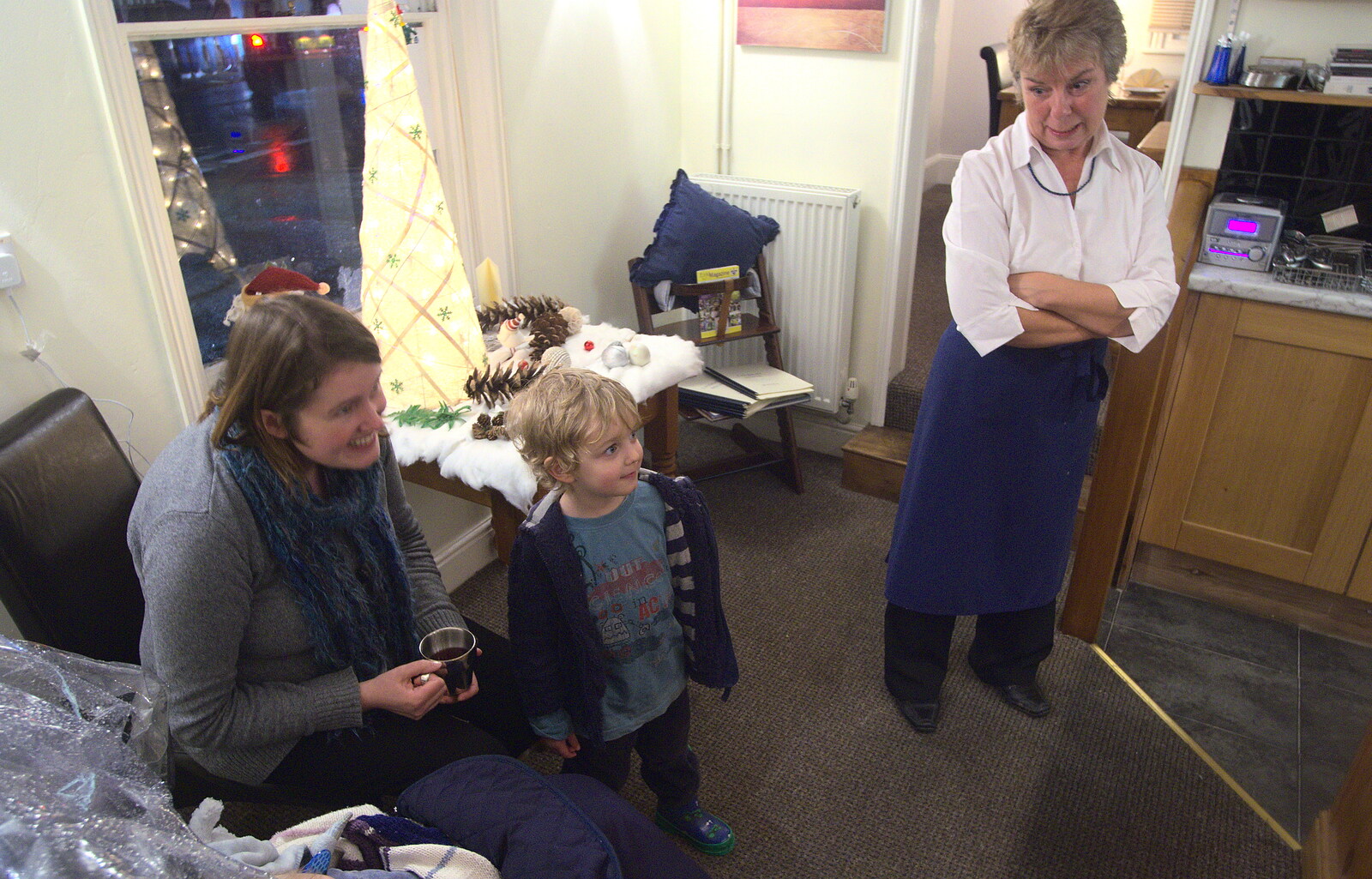 Isobel, Fred and Sue in Lindsay House from The Christmas Lights Switch On, Eye, Suffolk - 7th December 2012