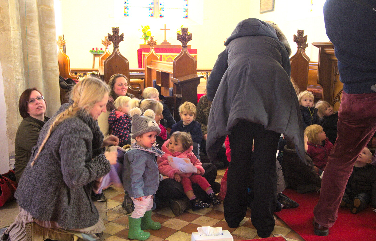 It's organised chaos in the church from Fred's Nursery Nativity, Palgrave, Suffolk - 13th December 2012
