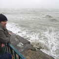 Jamie looks out over the rough sea, A Night on the Lash, Dublin, Ireland - 14th December 2012