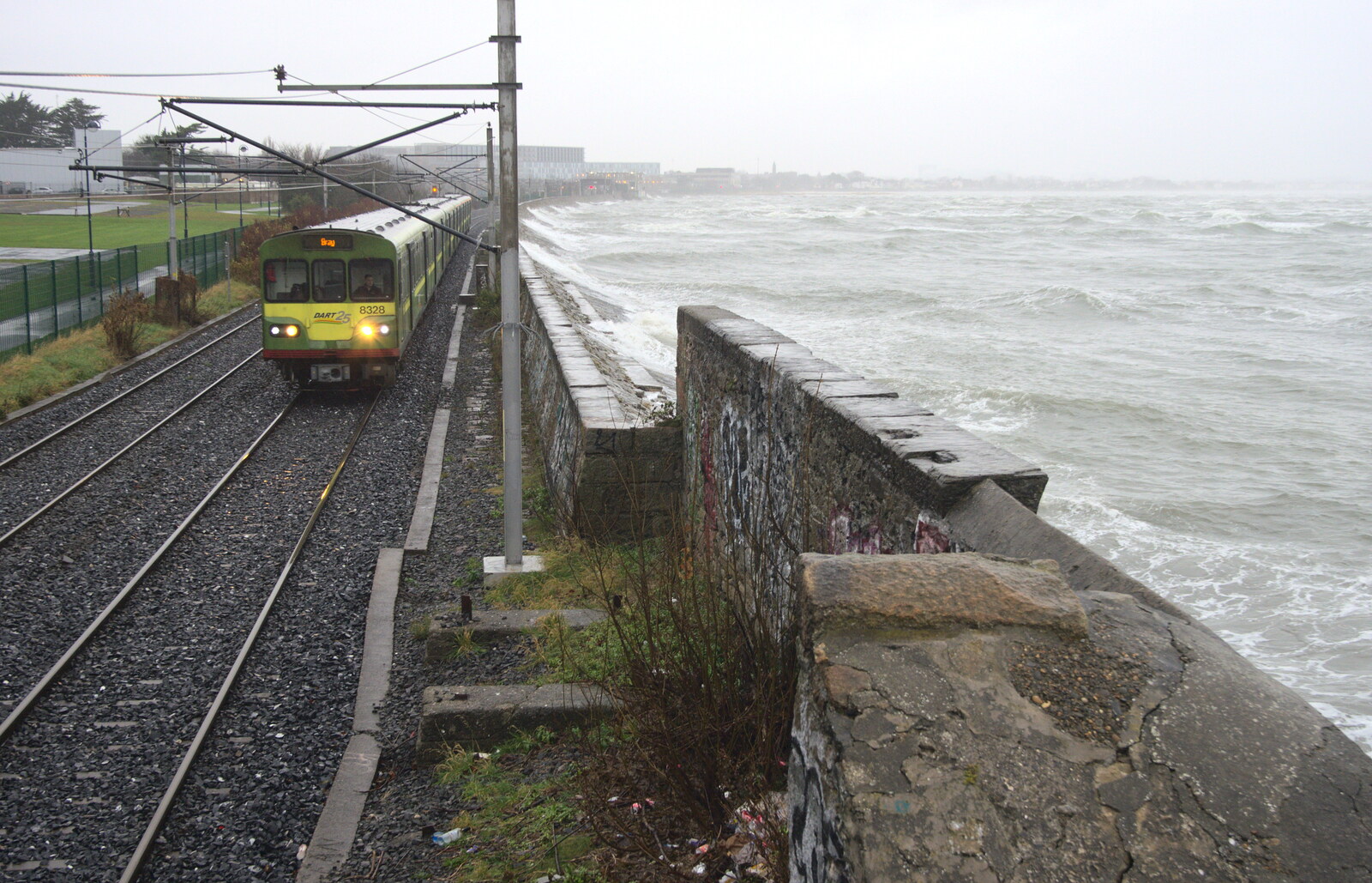A DART train heads down the coast to Bray from A Night on the Lash, Dublin, Ireland - 14th December 2012