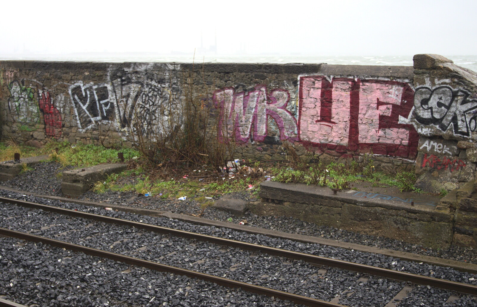 More graffiti on the sea wall from A Night on the Lash, Dublin, Ireland - 14th December 2012