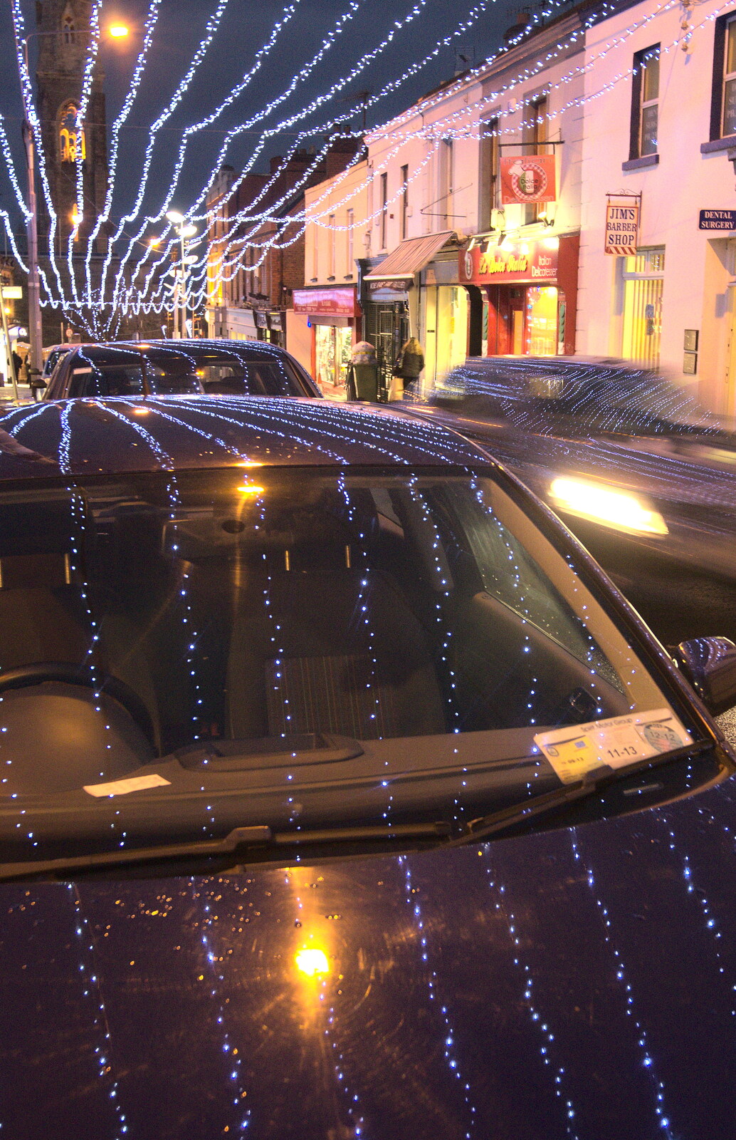 A car is covered in lines of spots from A Night on the Lash, Dublin, Ireland - 14th December 2012