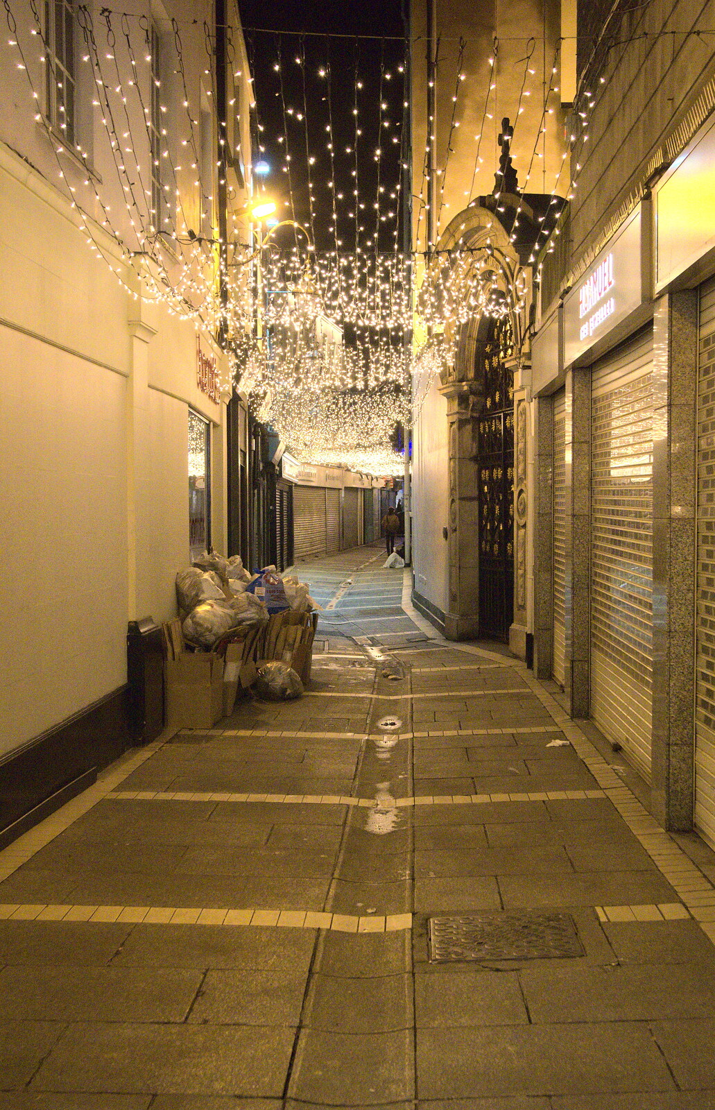 Even the side streets have Christmas lighting from A Night on the Lash, Dublin, Ireland - 14th December 2012