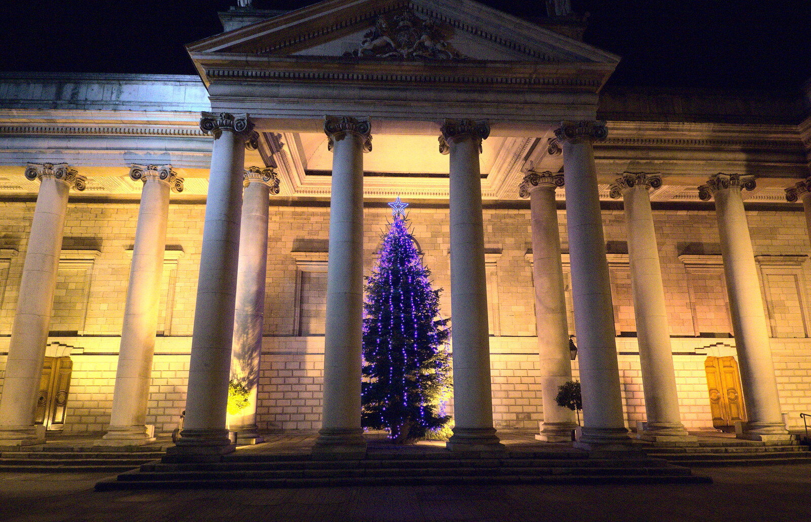 A big Christmas tree in some museum from A Night on the Lash, Dublin, Ireland - 14th December 2012