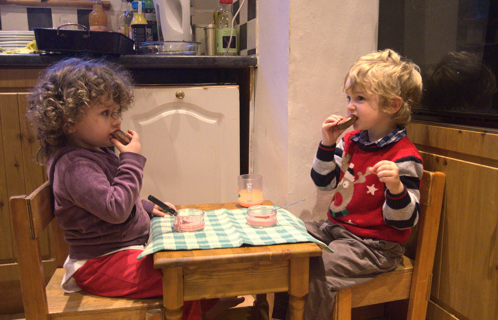 Fern and Fred eat pudding from A Pre-Christmas Dinner, Monkstown, Dublin - 16th December 2012