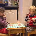 Fern and Fred eat pudding, A Pre-Christmas Dinner, Monkstown, Dublin - 16th December 2012