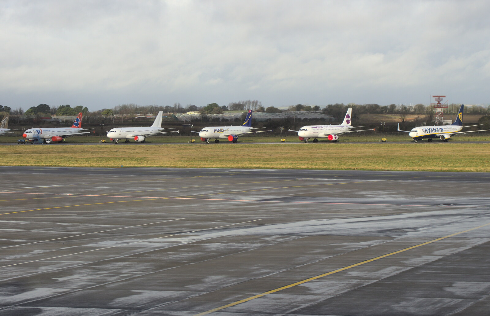Lots of planes are parked at Dublin Airport from A Pre-Christmas Dinner, Monkstown, Dublin - 16th December 2012