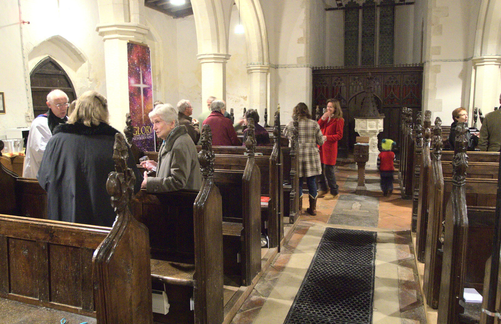 Crowds mingle after the gig from The Thrandeston Carol Gig, St. Margaret of Antioch, Thrandeston, Suffolk - 18th December 2012