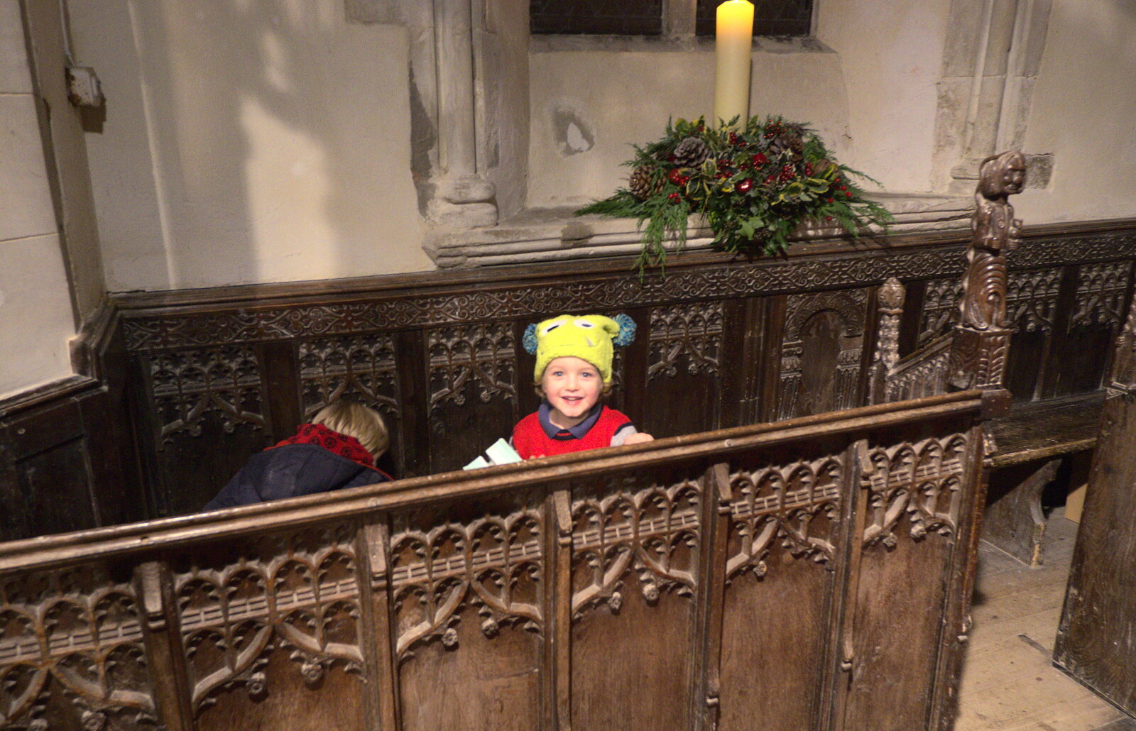 Fred in the choir from The Thrandeston Carol Gig, St. Margaret of Antioch, Thrandeston, Suffolk - 18th December 2012
