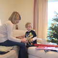 Mother looks at a present, A Trip to Spreyton, Devon - 24th December 2012