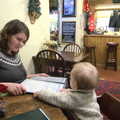 Harry checks out the menu, A Trip to Spreyton, Devon - 24th December 2012