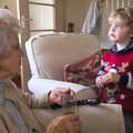 Great-grandma and Fred discuss the day, Christmas Day in Spreyton, Devon - 25th December 2012