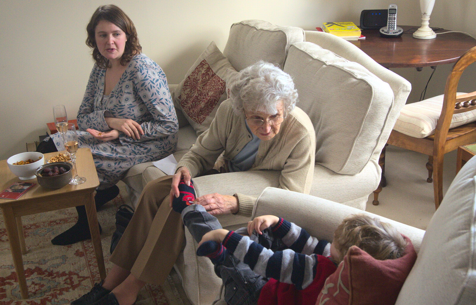 Fred's great-grandmother has a chat from Christmas Day in Spreyton, Devon - 25th December 2012
