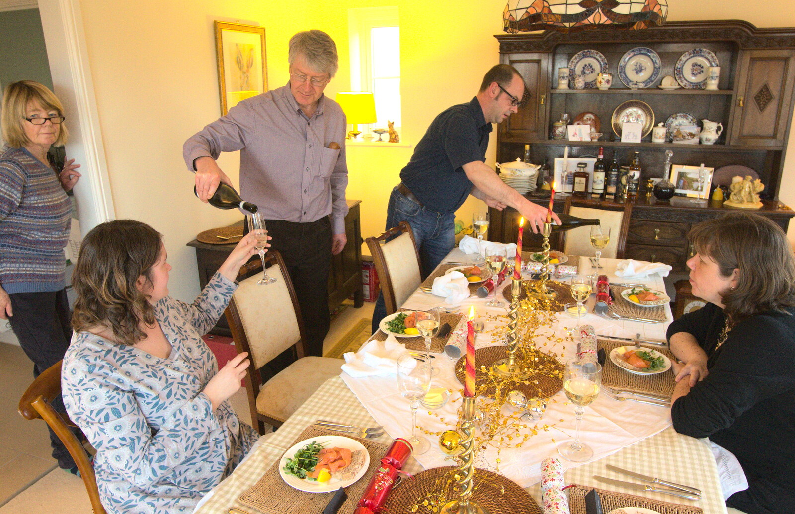 More wine is poured from Christmas Day in Spreyton, Devon - 25th December 2012