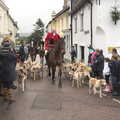 The hounds ride in from Mill Street, The Boxing Day Hunt, Chagford, Devon - 26th December 2012