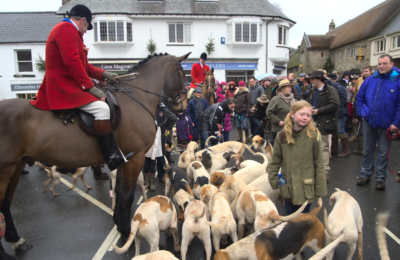 The crowds build up from The Boxing Day Hunt, Chagford, Devon - 26th December 2012
