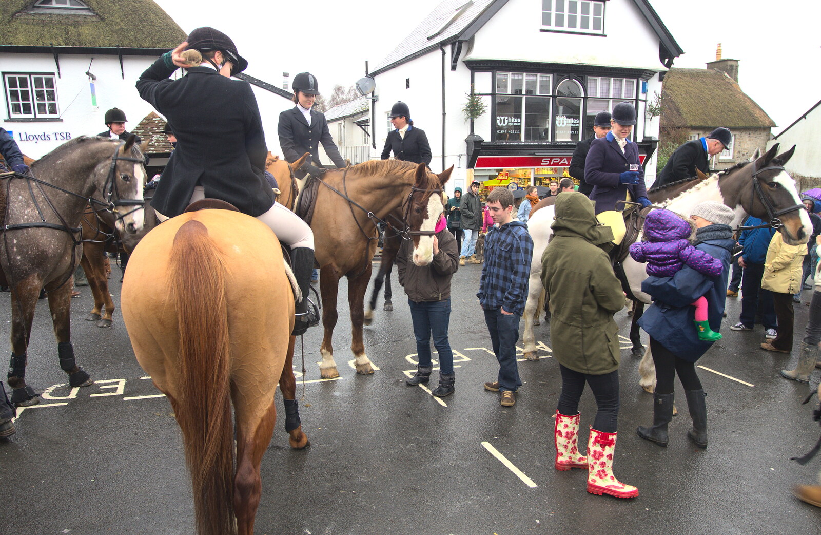 Hanging around outside the Spar from The Boxing Day Hunt, Chagford, Devon - 26th December 2012