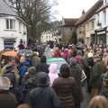 The car is swalled by people, The Boxing Day Hunt, Chagford, Devon - 26th December 2012
