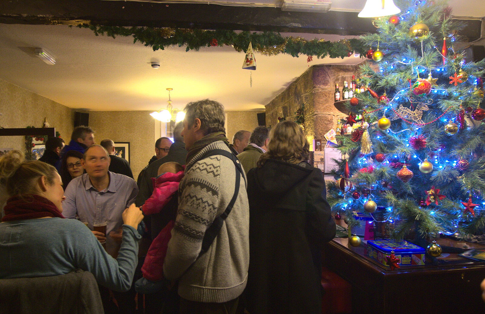 A festive scene inside the Three Crowns  from The Boxing Day Hunt, Chagford, Devon - 26th December 2012