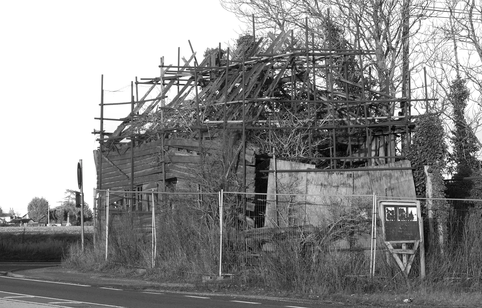 The remains of a building at Stoke Ash , from New Year's Day and Lunch at the White Horse, Ipswich, Finningham and Brome - 1st January 2013