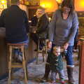 Gaz and Sandy watch Harry trundle through the pub, New Year's Day and Lunch at the White Horse, Ipswich, Finningham and Brome - 1st January 2013