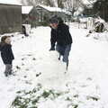 Fred and Isobel build a snowman, More Snow Days and a Wind Turbine is Built, Brome, Suffolk - 19th January 2013