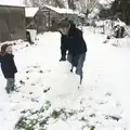 Fred and Isobel build a snowman, More Snow Days and a Wind Turbine is Built, Brome, Suffolk - 19th January 2013