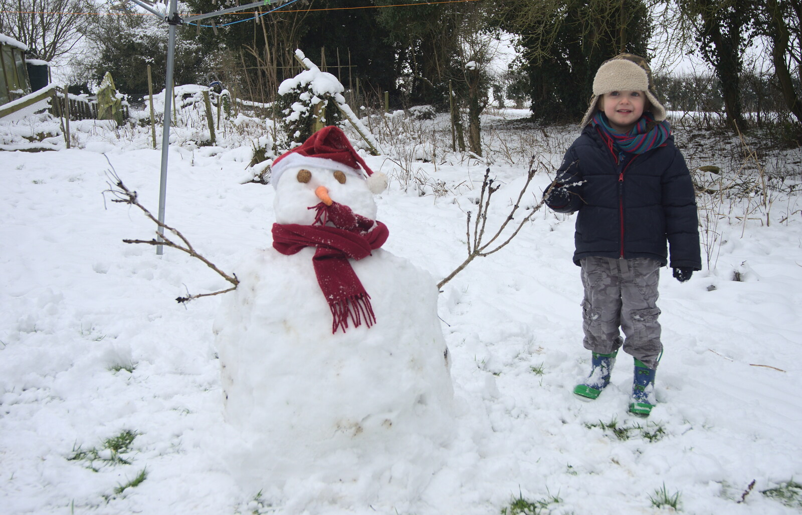 More Snow Days and a Wind Turbine is Built, Brome, Suffolk - 19th January 2013: The completed snow man