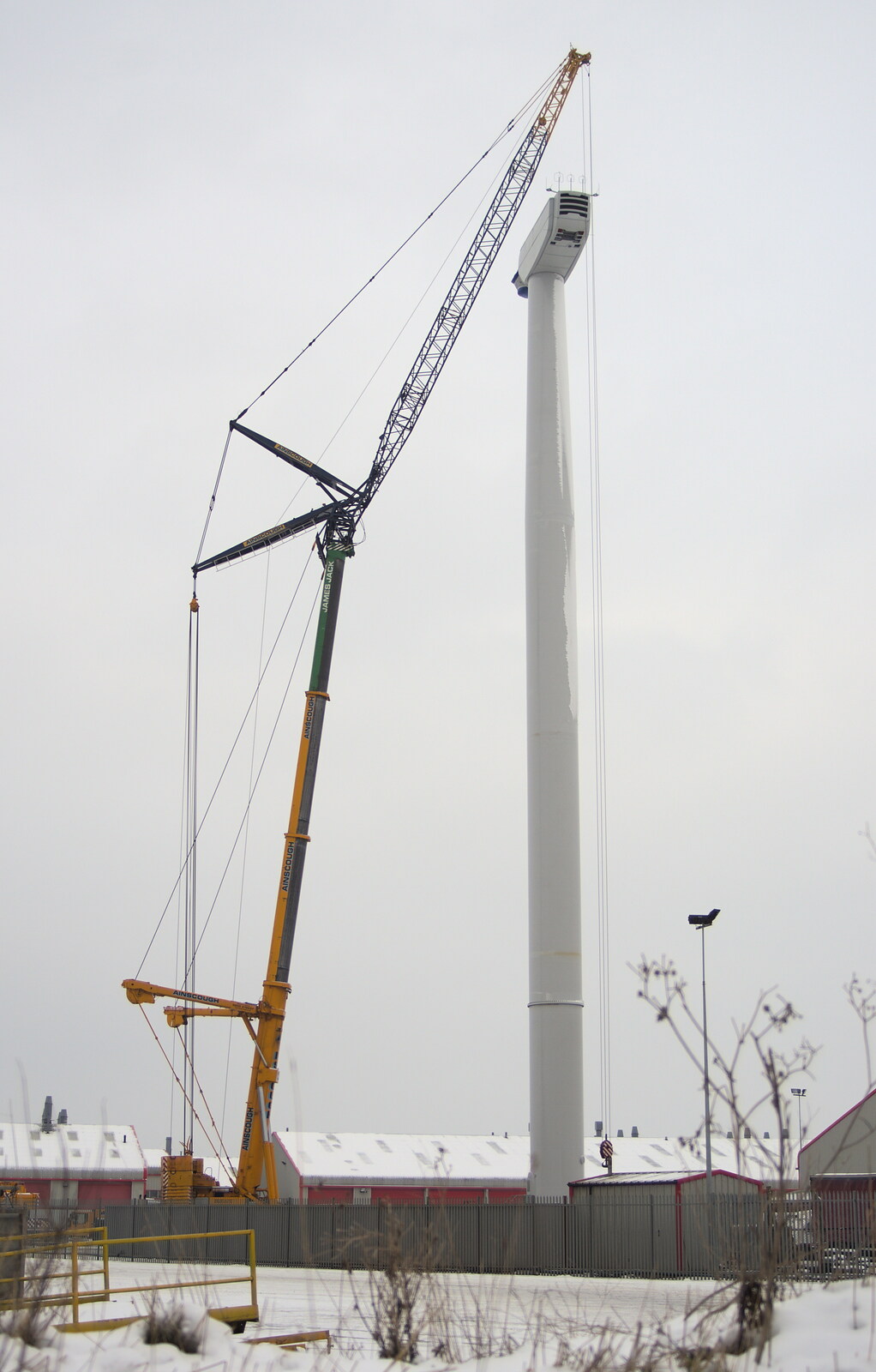 More Snow Days and a Wind Turbine is Built, Brome, Suffolk - 19th January 2013: A epic crane does its thing