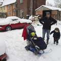 Harry's out in his buggy, More Snow Days and a Wind Turbine is Built, Brome, Suffolk - 19th January 2013
