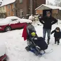 Harry's out in his sledge-buggy, More Snow Days and a Wind Turbine is Built, Brome, Suffolk - 19th January 2013