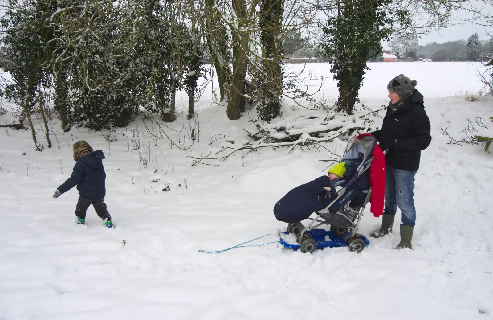 Harry's sledge-buggy, from More Snow Days and a Wind Turbine is Built, Brome, Suffolk - 19th January 2013