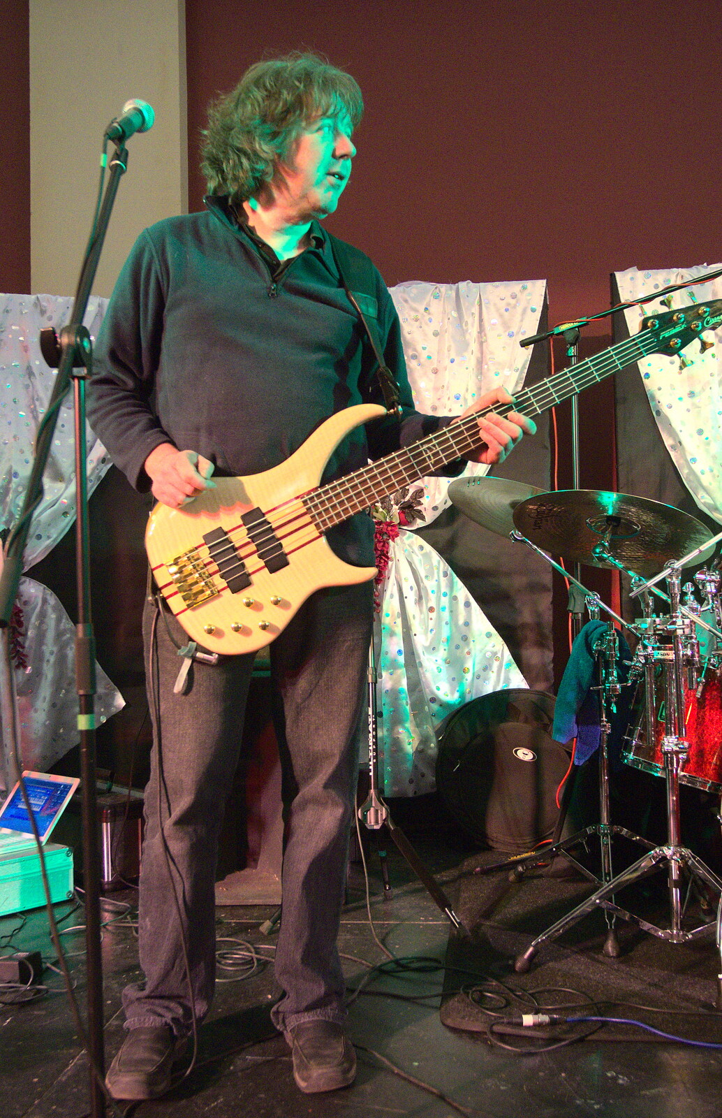 Max and his five-string bass from The BBs at The Cornhall, Diss, Norfolk - 31st January 2013