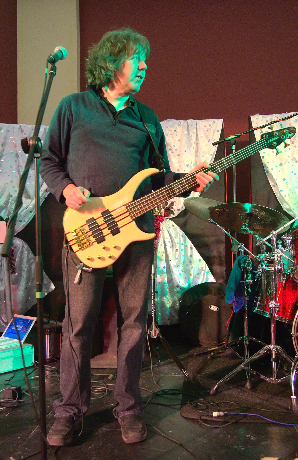 Max and his five-string bass, from The BBs at The Cornhall, Diss, Norfolk - 31st January 2013