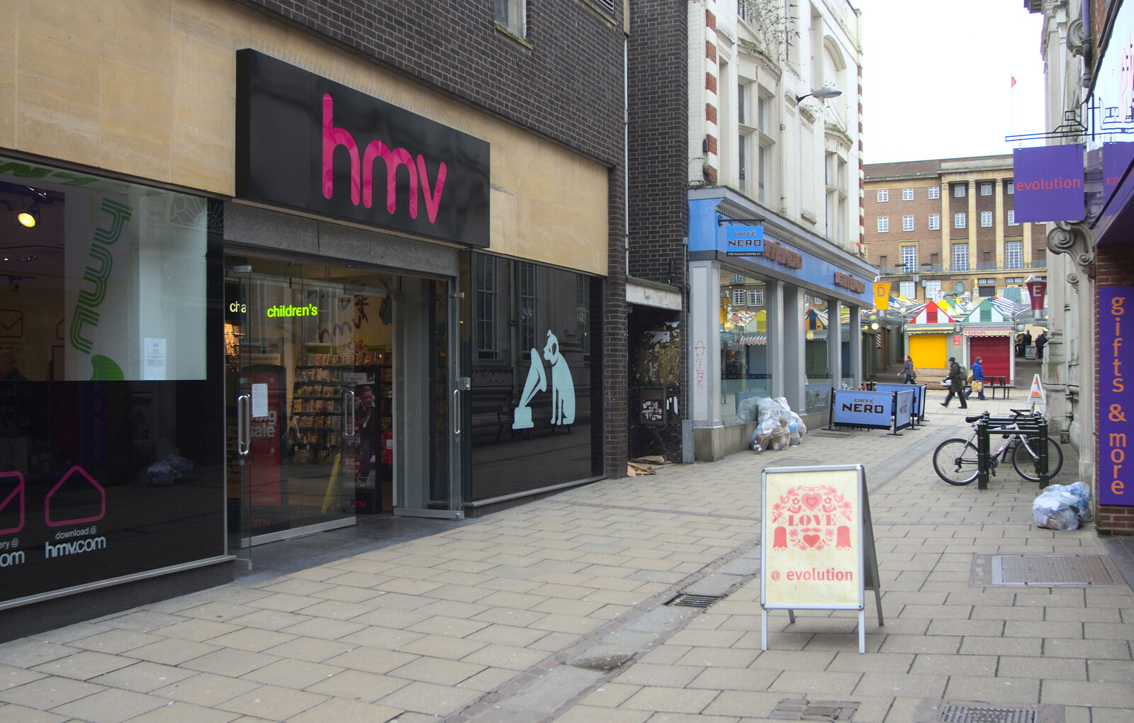 HMV in Norwich looks like it's closing down from Sunday Lunch at the Village Hall, Brome, Suffolk - 3rd February 2013