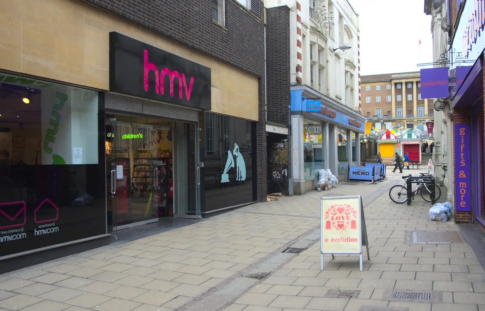 HMV in Norwich looks like it's closing down, from Sunday Lunch at the Village Hall, Brome, Suffolk - 3rd February 2013