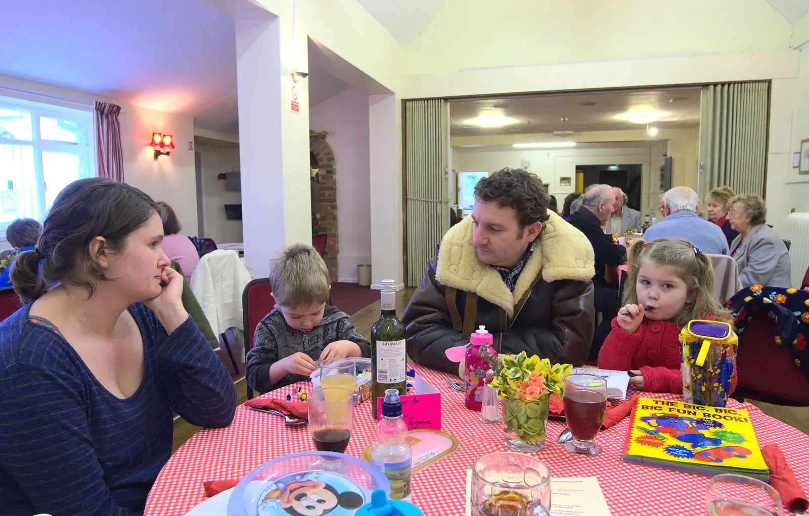 Fred plays with something, from Sunday Lunch at the Village Hall, Brome, Suffolk - 3rd February 2013