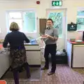 Clive helps with washing up, Sunday Lunch at the Village Hall, Brome, Suffolk - 3rd February 2013